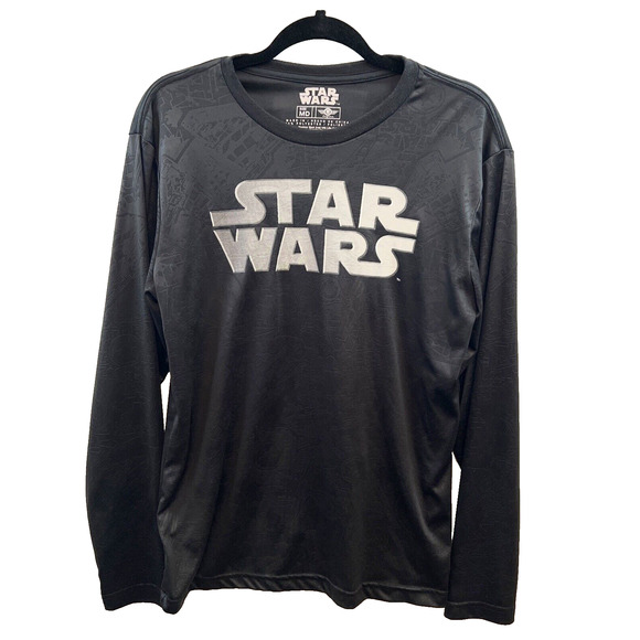 Disney Star Wars Chrome Wars All Over Print Long Sleeve T-shirt Men Medium Black - Picture 1 of 5